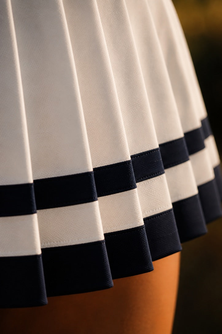The Heritage Club Dress – White & Navy